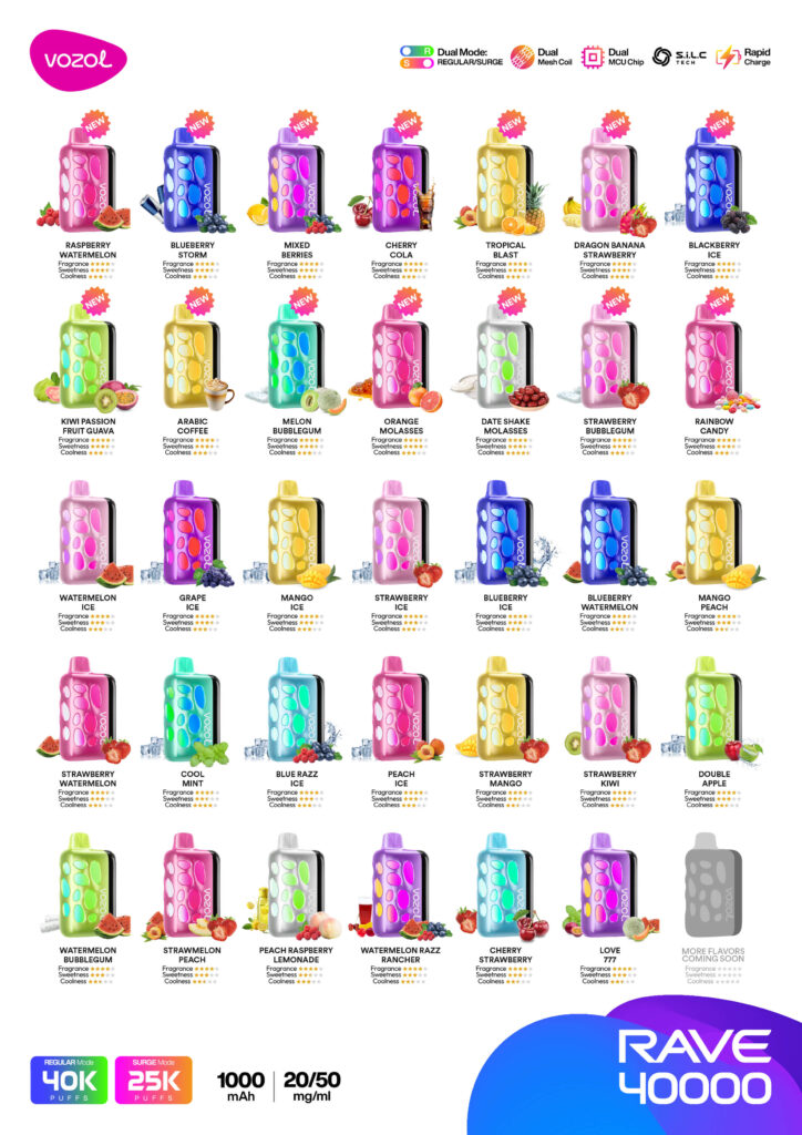 VOZOL Rave 40000 Puffs all flavors